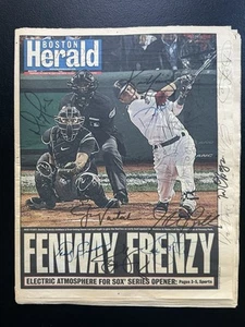 2007 Boston Red Sox World Champions Team Signed Newspaper 18 sigs w/ Pedroia ++ - Picture 1 of 7