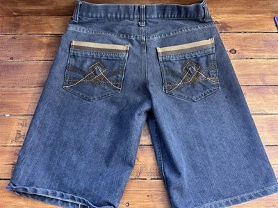 Винтажный красный Ape Jean шорты мужчин 34 x 13 серый джинсовой ткани Streetwear y2k хип-хоп мешковатые - Изображение 1 из 4