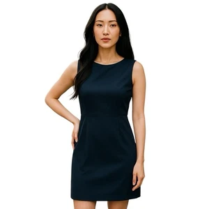 Vestido de noche Tahari azul marino oscuro funda cremallera trabajo carrera sin mangas talla pequeña - Imagen 1 de 6