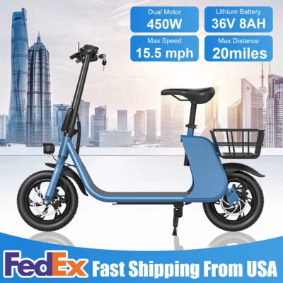 Scooter Eléctrico 450W Actualizado Adulto con Asiento Plegable Ebike Certificado UL 2849 Foto 1 de 4