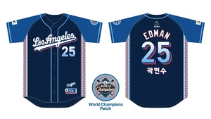 Los Angeles Dodgers 2025 Korean Heritage Tommy Edman Jersey 4/16/25 Size XL - Picture 1 of 2