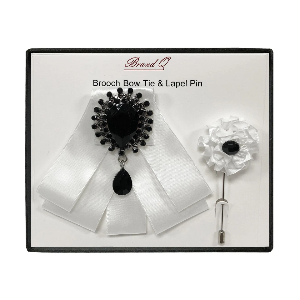 NUEVO Broche Pajarita y Solapa Multi Colores Negro Sólido Estrás en Regalo Formal Foto 1 de 1