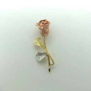 Colgante/dije rosa tricolor dios (amarillo, rosa, blanco) vintage de 14 k alrededor de la década de 1960 - Imagen 1 de 1