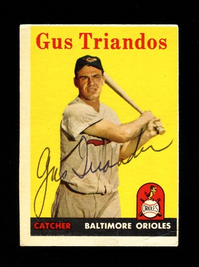 1958 TOPPS GUS TRIANDOS #429 ORIOLES ПОДПИСАННЫЙ АВТОГРАФ ВИНТАЖНЫЙ - Изображение 1 из 1