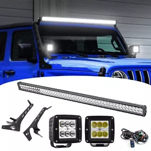 For 20-22 23 24 Jeep Gladiator 52" LED Light Bar+Wiring+Windshield Mount Bracket - Picture 1 of 12