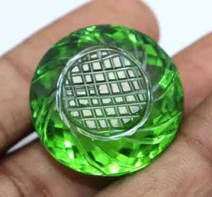 Natürlicher grüner Topas 78 kt Rundschliff geschnitzt lose zertifiziert brasilianischer Edelstein - Bild 1 von 5