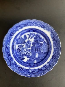 "Antiguo plato de ensalada de porcelana azul flujo 8"" sauce azul sin marca" - Imagen 1 de 4