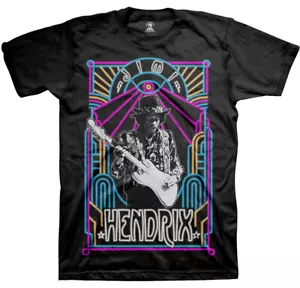 Jimi Hendrix T-shirt elettrica Ladyland al neon nera UFFICIALE - Foto 1 di 1