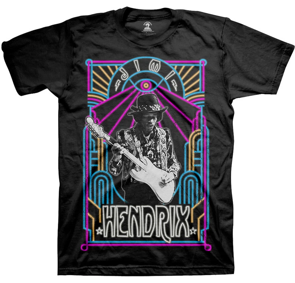 Jimi Hendrix Electric Ladyland Neon Black T-Shirt OFFICIAL - Image 1 of 1