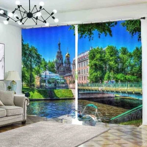 Confusion Monitoring Sky 3D Blockout Photo Print Curtain Fabric Curtains Window - Imagen 1 de 10