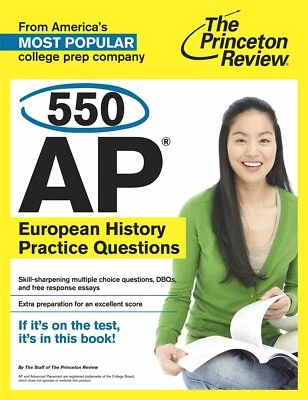 550 AP European History Practice Questions Princeton Review Paperback Book - Image 1 of 2