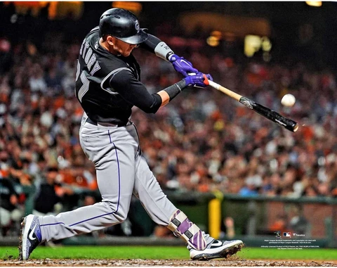 Trevor Story Colorado Rockies Unsigned Home Run Hit vs. Giants Photograph Cover