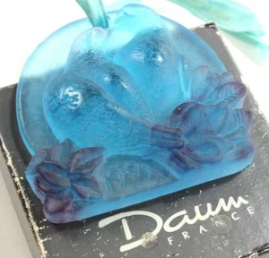 DAUM 2 DOVES KISSING 1991 PATE DE VERRE GLASS CRYSTAL CHRISTMAS ORNAMENT DE NOEL - Picture 1 of 6