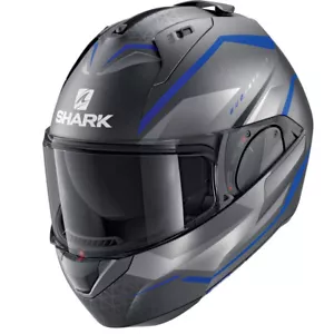 MODULARER HELM SHARK EVO-ES YARI GRAU BLAU MATT KINNSCHUTZ KLAPPBAR GR XS - Bild 1 von 4