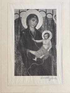 1892 Vecchio maestro italiano incisione firmato Timothy Cole. Cimabue Madonna E Bambino - Foto 1 di 11