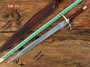 Handgefertigtes Damaststahl Mittelalter Schwert/Wikingerschwert mit Rosenholzgriff. - Bild 1 von 6