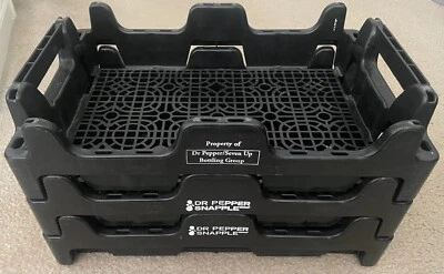 Dr Pepper Snapple 7 Up Black Plastic Carry Crate Lot of 3 - Image 1 of 4