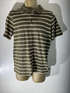 mens Craghoppers Small Khaki Green Mix Stripe Short Sleeve Casual Polo Shirt - Picture 1 of 5