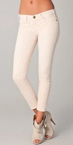 Vaqueros Elliott actuales 24 pastel rosa estampado de leopardo mezclilla ajustada The Stiletto - Imagen 1 de 9