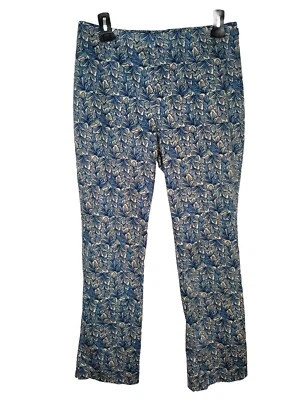 Sigrid Olsen Womens Blue Floral Pants Side Zip Size 6 Boot Cut 28x27 Mid Rise - Image 1 of 4