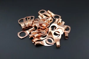 8 GAUGE COPPER 1/2 RING 100 PK CRIMP TERMINAL CONNECTOR AWG BATTERY LUG CUR812 - Picture 1 of 8
