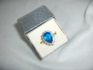 Retired CWE Charles Winston Sterling Silver Ring Sapphire Pear CZ's Sz 6 NICE  - Picture 1 of 8