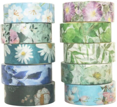 YUBBAEX 10 Rolls Spring Flowers Washi Tape Set Masking Decorative Tape for Craft - image 1 of 4