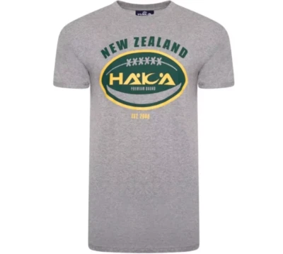 Haka New Zealand T-Shirt Men's Rugby Grey Graphic Ball Top - New - Image 1 of 2