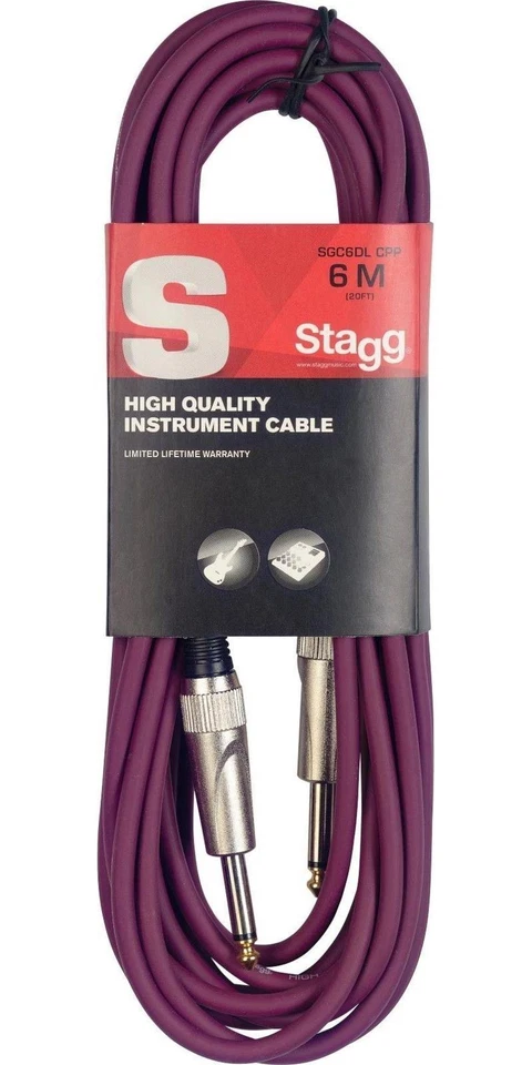 Stagg Sgc6dl CPP Purple 20' Professional Guitar Cable With Noise Connectors