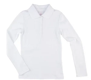 NEW Chaps Girls Long Sleeve 4-Button School Uniform Polo Size 16 - Picture 1 of 3