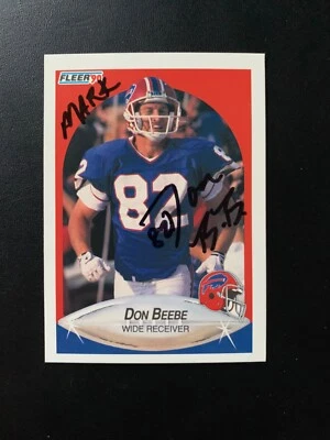 Don Beebe Signed 1990 Fleer #110 Card Buffalo Bills Autograph COA TO MARK - Image 1 of 3