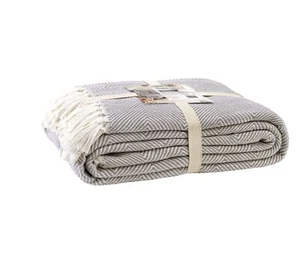 Hahn Plaid Wohndecke Tagesdecke mit Fransen 140x220 sand beige 515001-70 - Bild 1 von 3