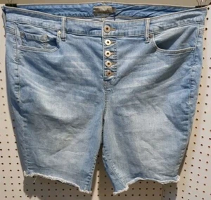 Torrid Button Fly Shorts Size 22 Blue Pockets Cut Off - Picture 1 of 5