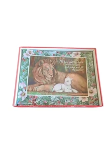 Plus Mark Christmas Cards Greeting Lion Lamb Made in USA Vintage Vtg - Picture 1 of 5