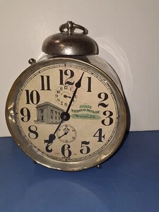 RARE ANTIQUE ANSONIA AMAZON CHIME CLOCK +ALARM WORKING PEG LEG TOP BELL MOUNTJOY - Picture 1 of 11
