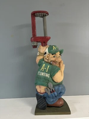 A-1 Plumbing 1-555-EZ-Flush Plumber w/Wrench Toilet Paper Holder 2 Roll Storage - Imagem 1 de 4