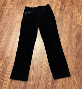 Style & Co Sz 4 Black Corduroy Jeans  Mid Rise Stretch Embroidery Straight Leg - Picture 1 of 10