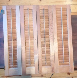 Vintage Wooden Window Shutters 29" x 29" Together Shabby Rustic Cottage Country - Picture 1 of 6