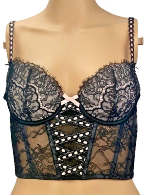 VICTORIA'S SECRET DREAM ANGELS RIBBON SLOT CORSET BRA TOP SIZE M-DD 36DD NWT - Imagem 1 de 3
