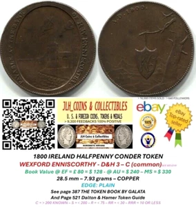 1800 IRELAND Conder Halfpenny - WEXFORD - ENNISCORTHY/WOODCOCK D & H 3 - CT 849 - Picture 1 of 13