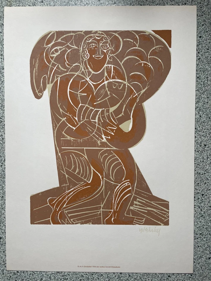 HAP Grieshaber, "Hirte der sanften Gewalt" Farbholzschnitt - Bild 1 von 3