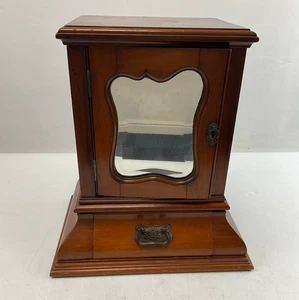 Vintage Wooden Jewellery Box With Mirror and Drawer Brown - Picture 1 of 11