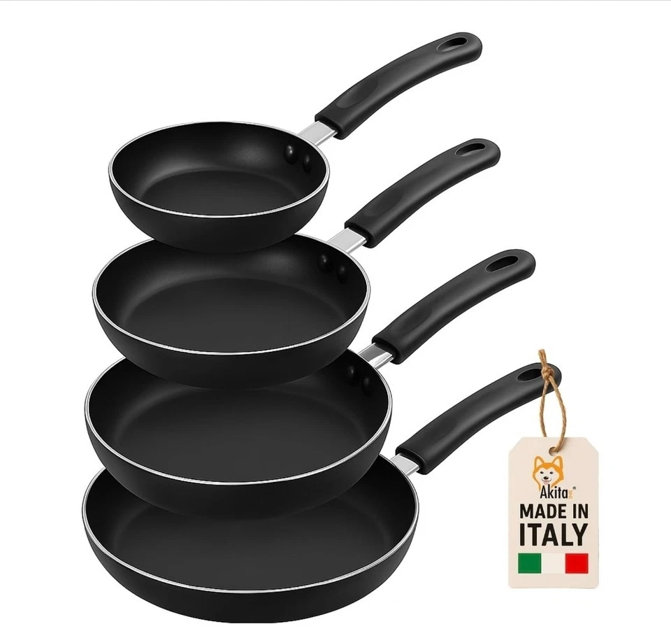 AKITAInk Set 4 Padelle Antiaderenti 16-20-24-28cm | Alluminio Leggero, Rivestime - Immagine 1 di 1