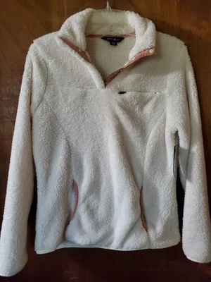 Nuevo con etiquetas Suéter Pullover Eddie Bauer Blanco Sherpa Manga Larga con Bolsillo’s Mujer Pequeño Foto 1 de 4