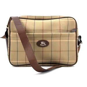 Burberry Vintage Check Boston Bag Travel Business Leather Strap Used - Picture 1 of 12