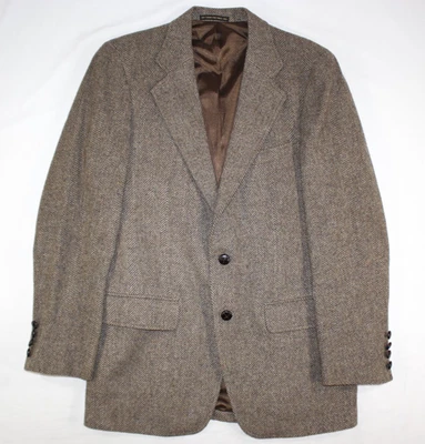 Vintage Adams Row Blazer Men's 40 R Wool Tweed Sport Coat Herringbone Brown - Image 1 of 4