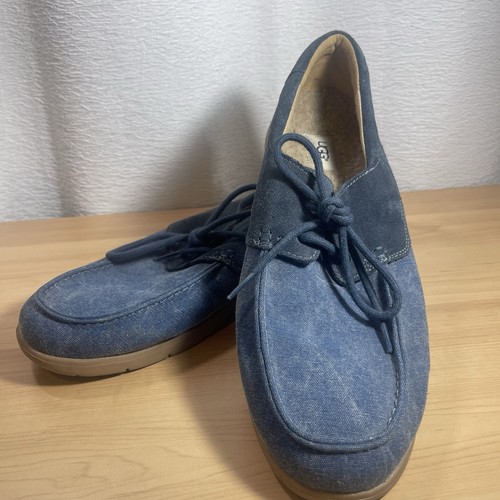 Scarpe mocassino uomo Uggs blu tela e camoscio ciabatte taglia 14 nuove senza scatola