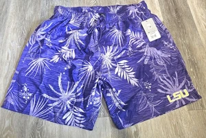 LSU Tropical Pattern Swim Shorts with  Embroidered Logo - Picture 1 of 8