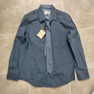 Sovereign Code big boys' Dress Shirt & Tie 2-pc Set Navy Gray NWT 18-20 - Picture 1 of 4