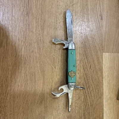 Винтажный зеленый складной карманный лагерный нож Kutmaster для девочек-скаутов в очень хорошем состоянии - Изображение 1 из 4